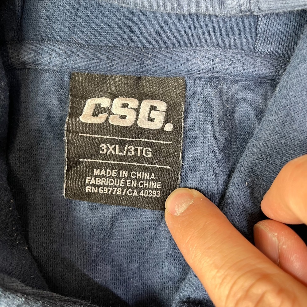 CSG Commuter Hoodie Mens 3XL Cotton Blue Kangaroo Pocket Training Athleisure - Picture 10 of 14